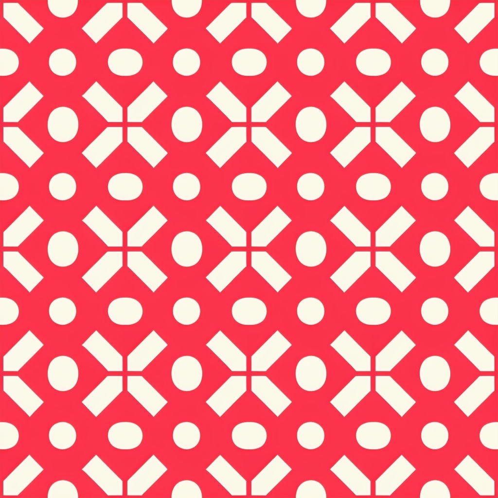 Cream Geometric X O Pattern on Red Background Seamless Pattern