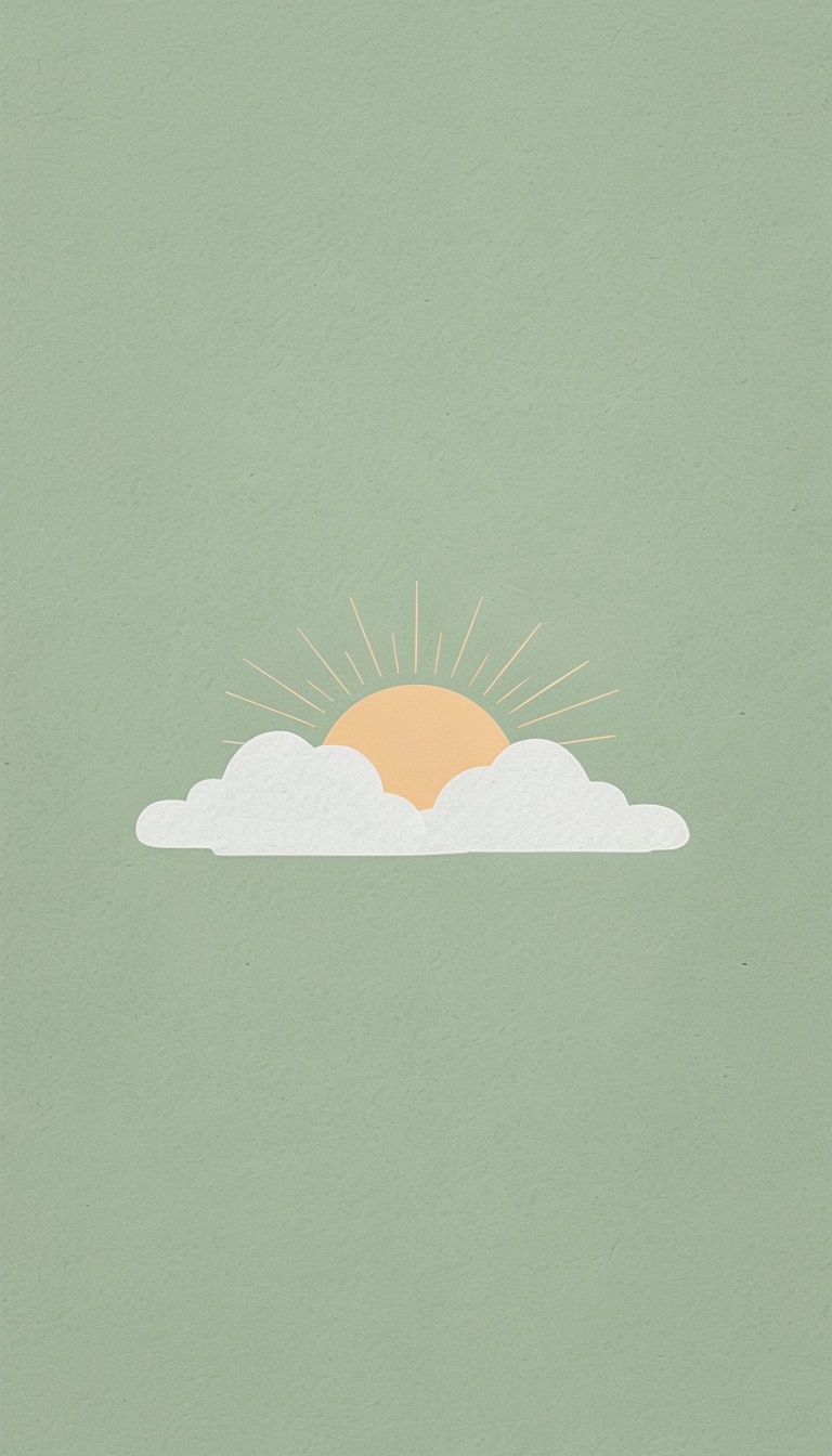Serene Minimalist Sunrise Illustration on Pale Green Background Phone Case Cover