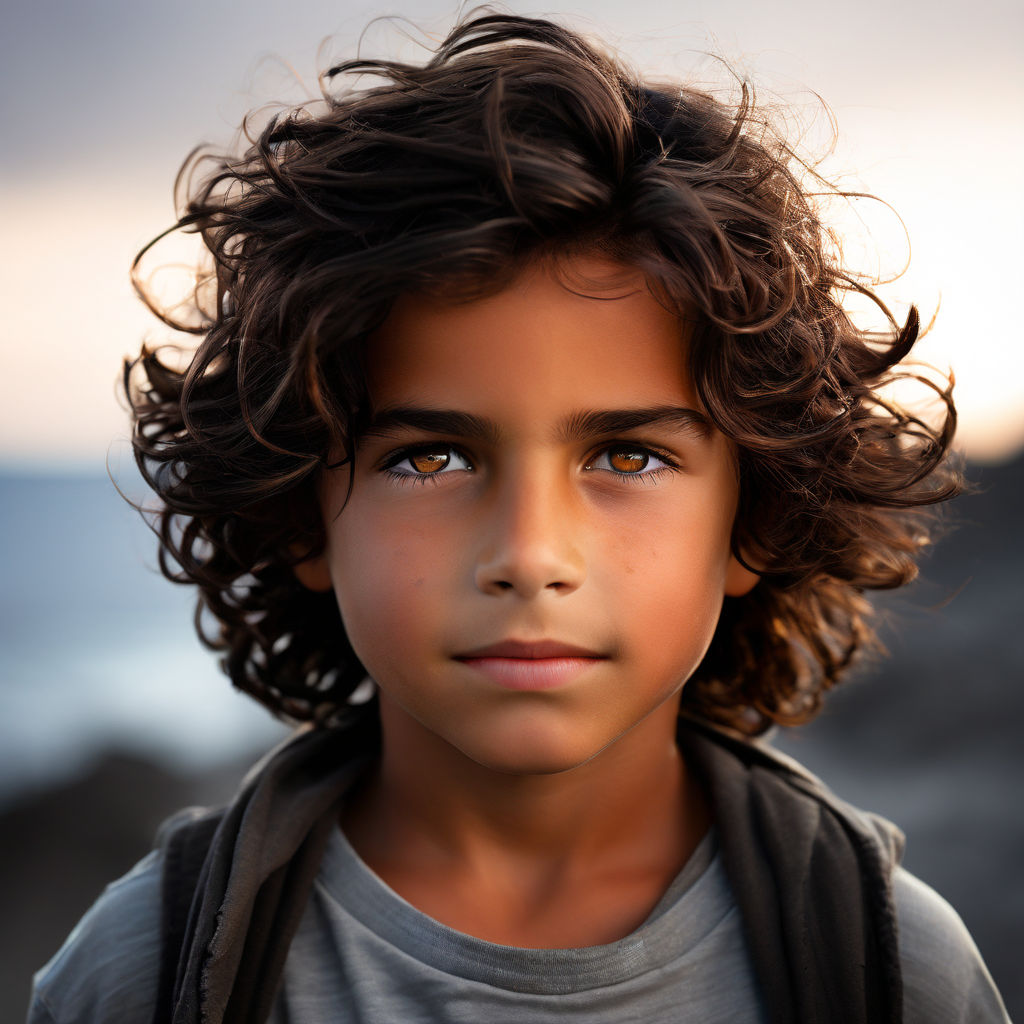 boy with black and curly hair