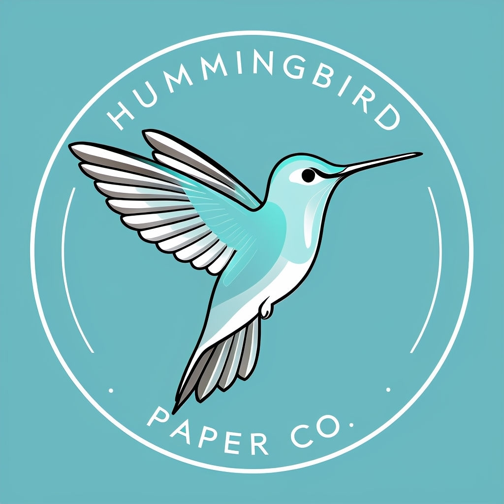 Modern Minimalist Hummingbird Logo on Teal Background