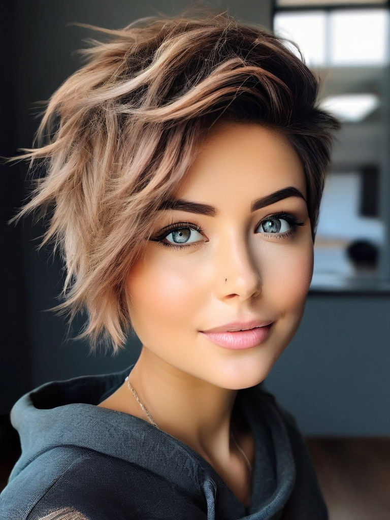 short pixie cut blonde messy hair