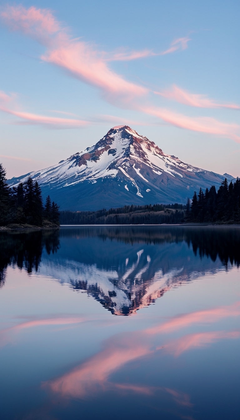 Tranquil Mountain Reflection at Dawn in Calm Lake Mobile Wallpaper
