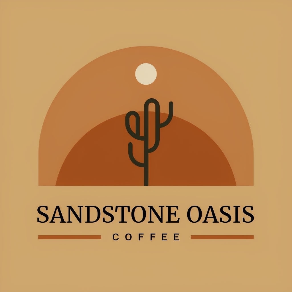 Warm Minimalist Sandstone Oasis Coffee Logo Design