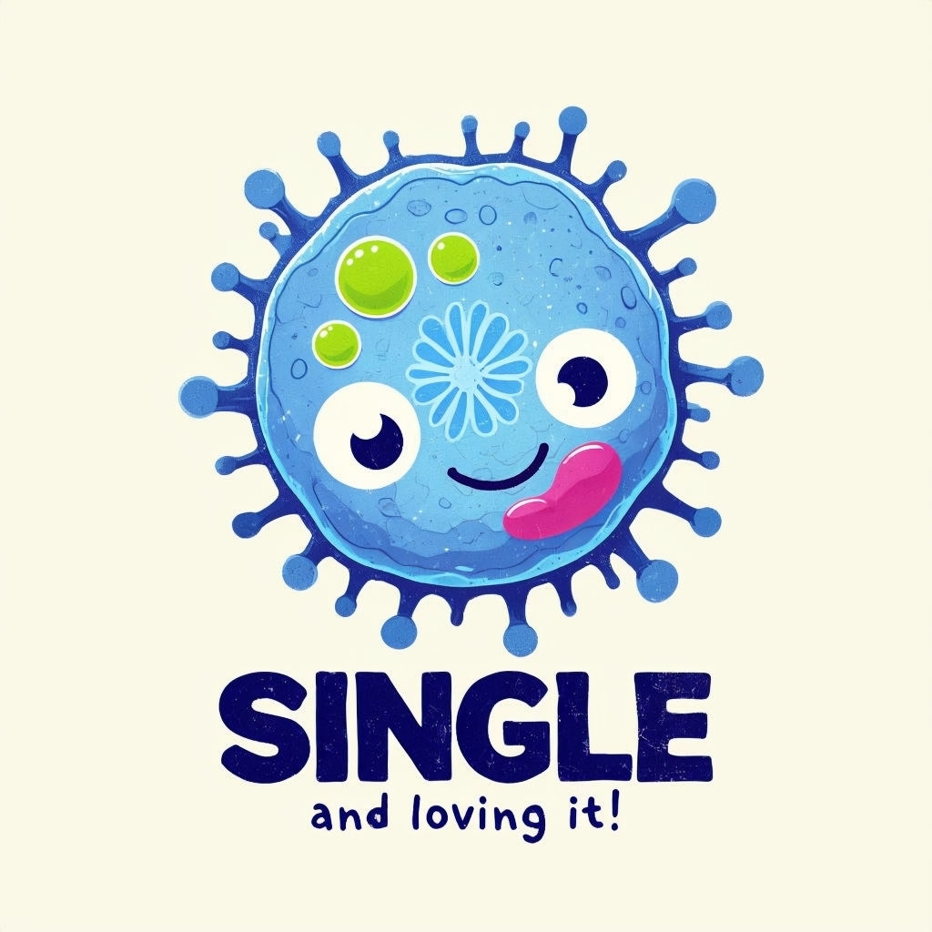 Cheerful Cartoon Single Bacteria Character T-Shirt