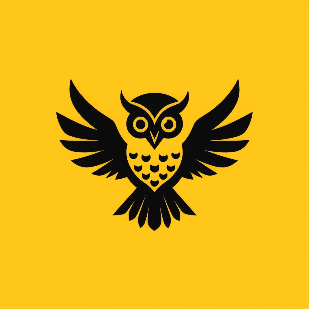 Black Owl Minimalist Yellow Background Logo