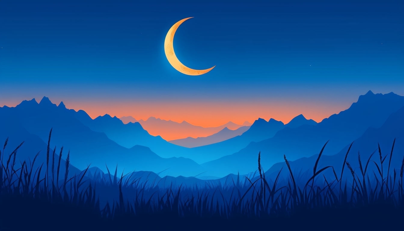Tranquil Nocturnal Moonlit Landscape Digital Background