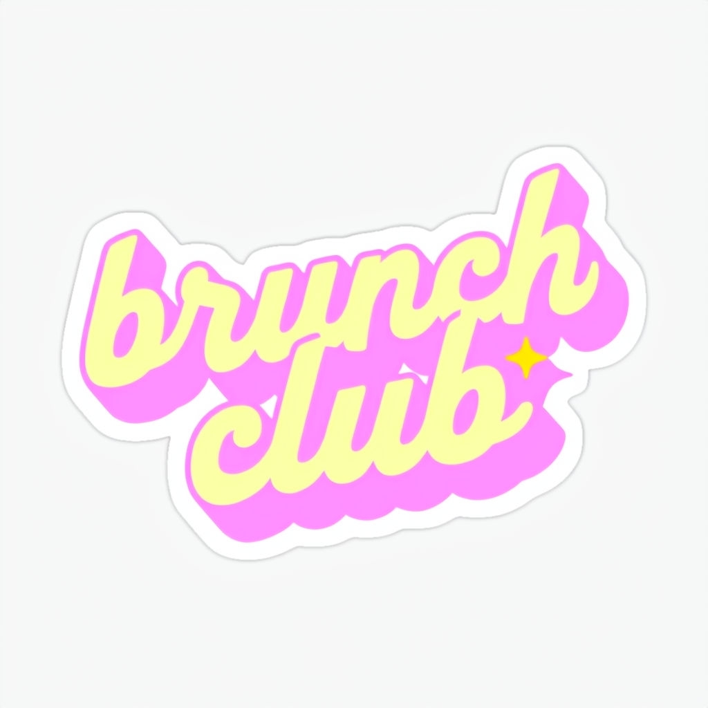 Vibrant Brunch Club Text with Star Graphic Sticker