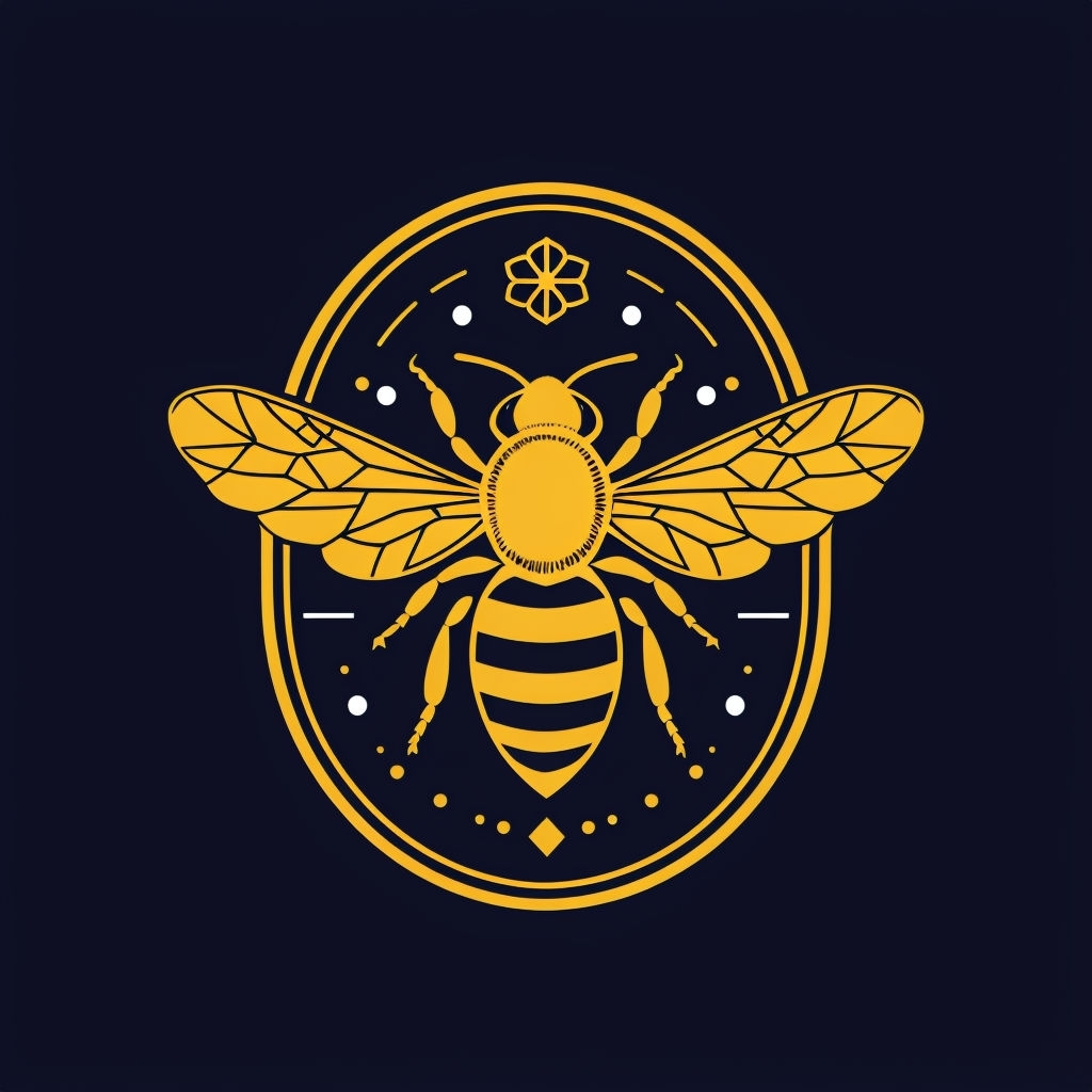 Elegant Minimalist Bee Graphic on Navy Blue T-Shirt