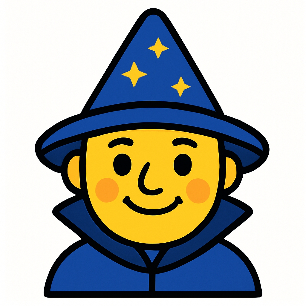 Cheerful Emoji Wizard Character Cartoon Sticker