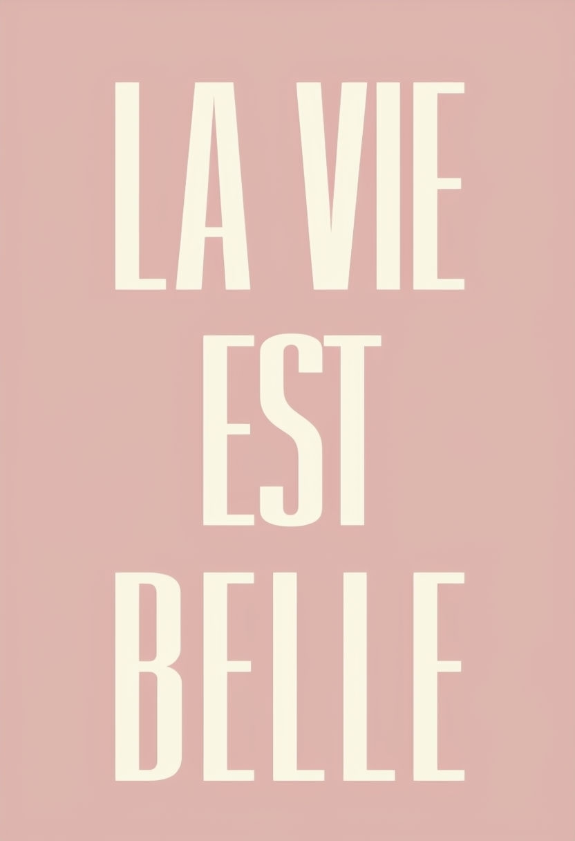 Minimalist Typography 'La Vie Est Belle' Inspirational Poster