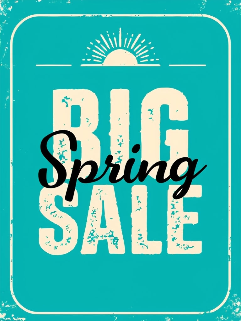 Vintage Spring Sale Promotional Poster Design for Social Media Post