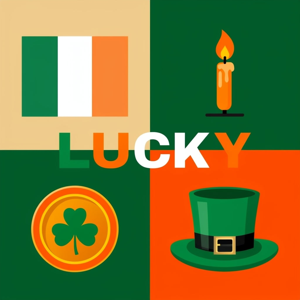 Festive St. Patrick's Day Icons with Lucky Text Graphic Social Media Post