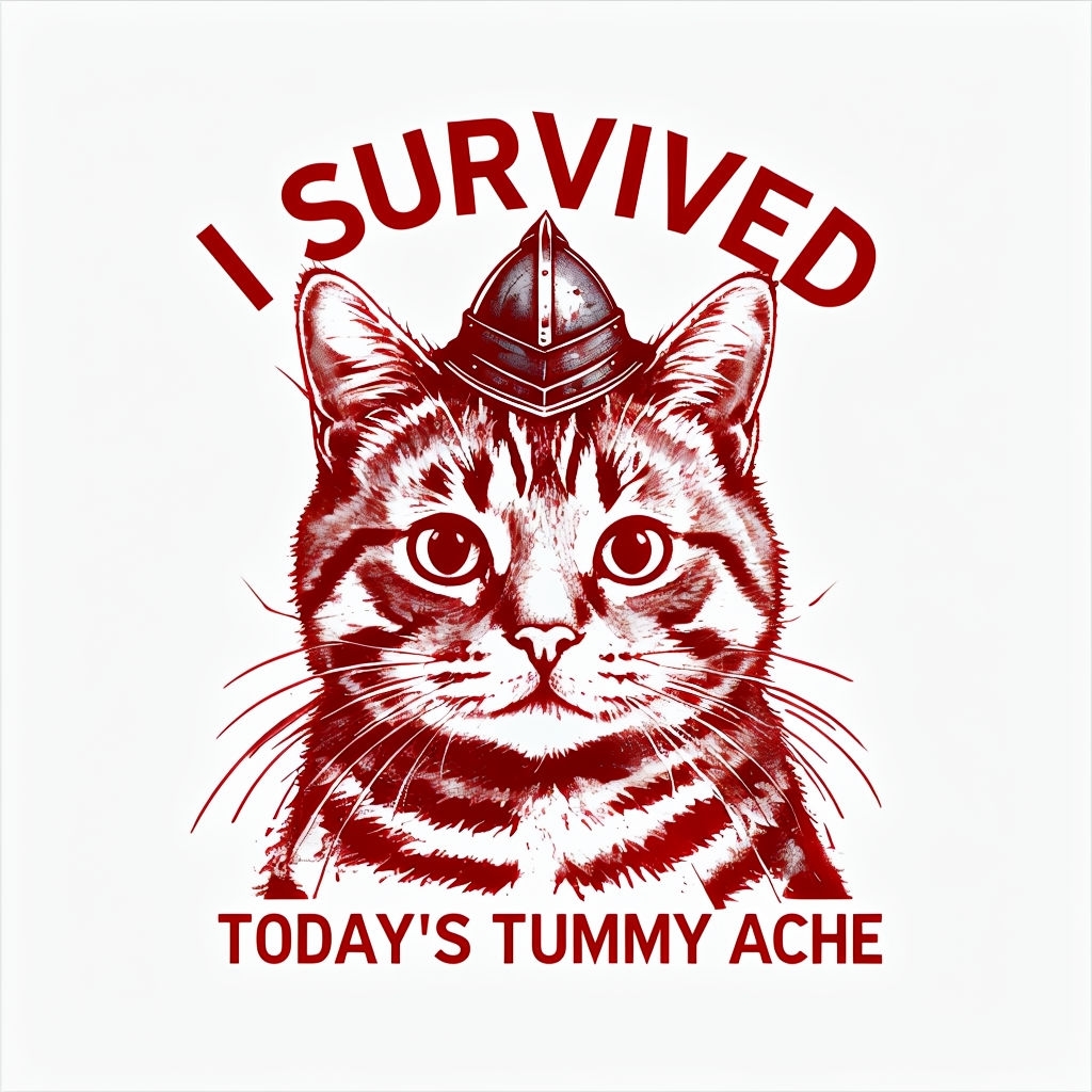 Funny Tabby Cat with Helmet and 'I Survived' Text Mug
