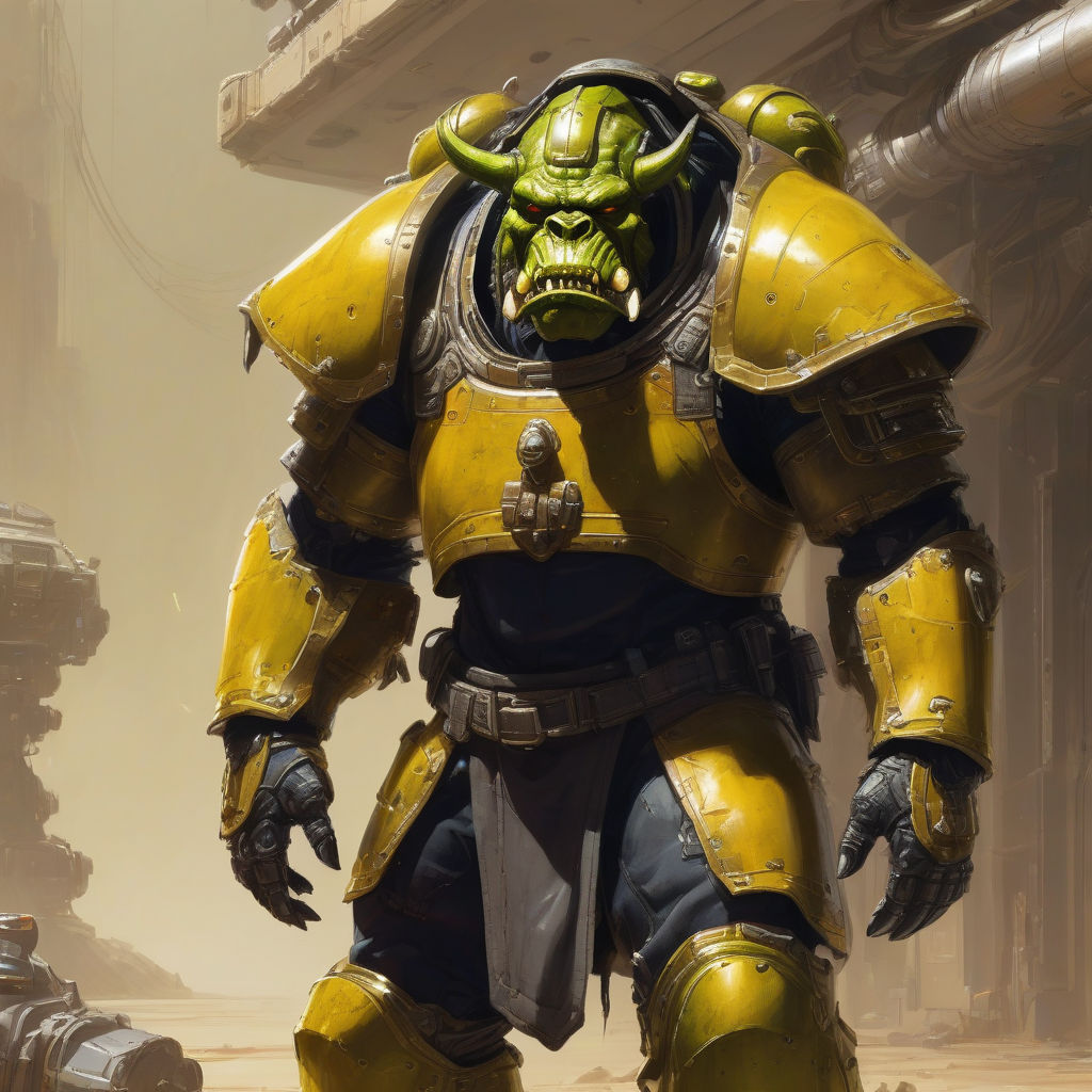 Sci fi orc boss in very crude curved space armour by Philip - Playground