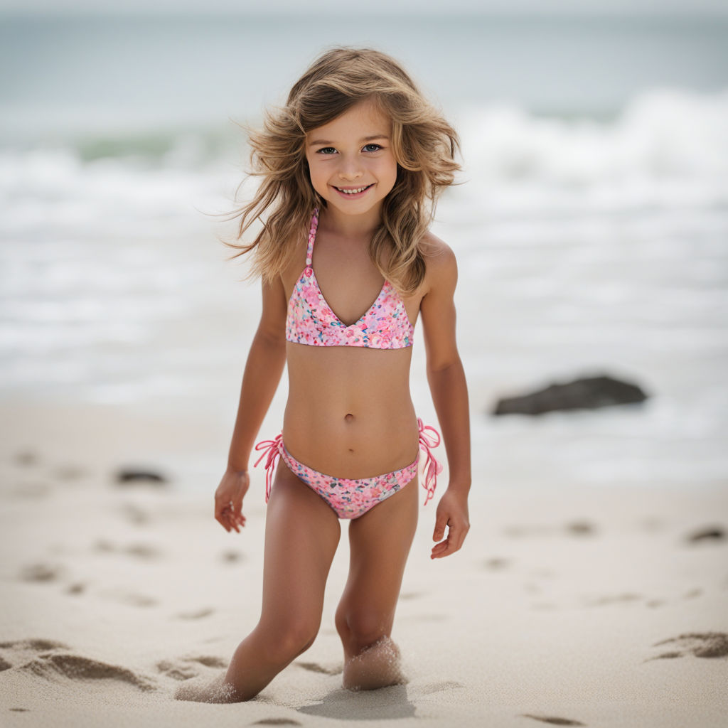 Little girl on beach bikini by Tommy - Playground