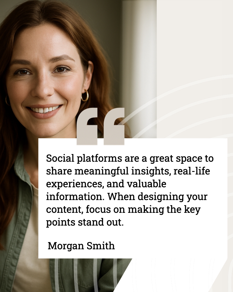 Warm Smiling Woman Portrait with Inspiring Quote for Social Media Post