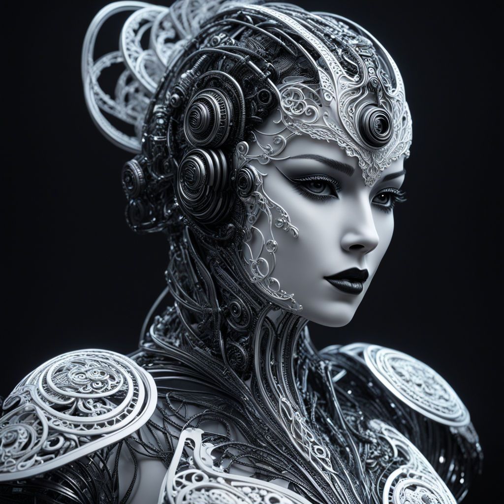 Biomechanical cyborg woman sculpture by Britta Heinze - Playground