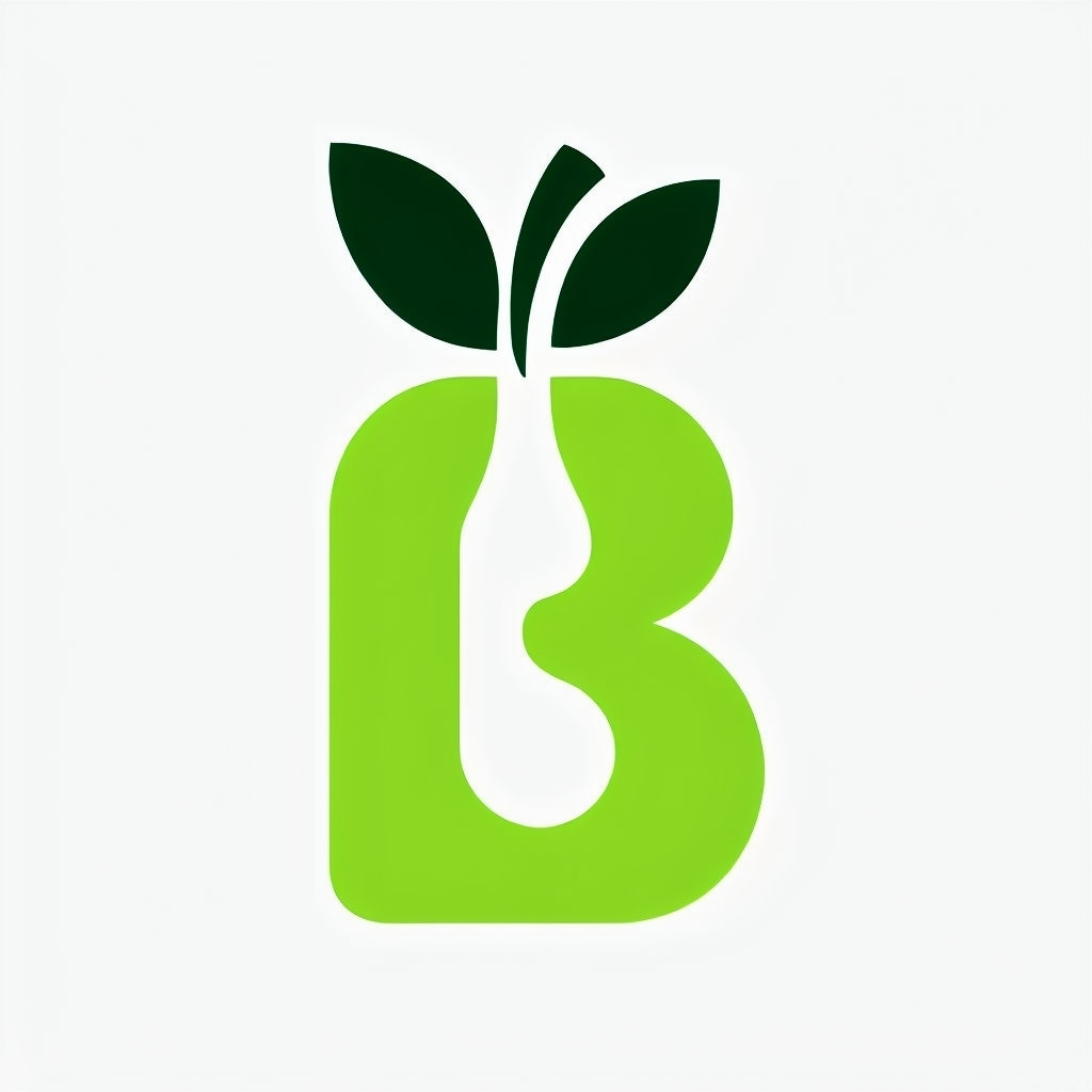 Minimalist Green Fruit Inspired B Logo Design