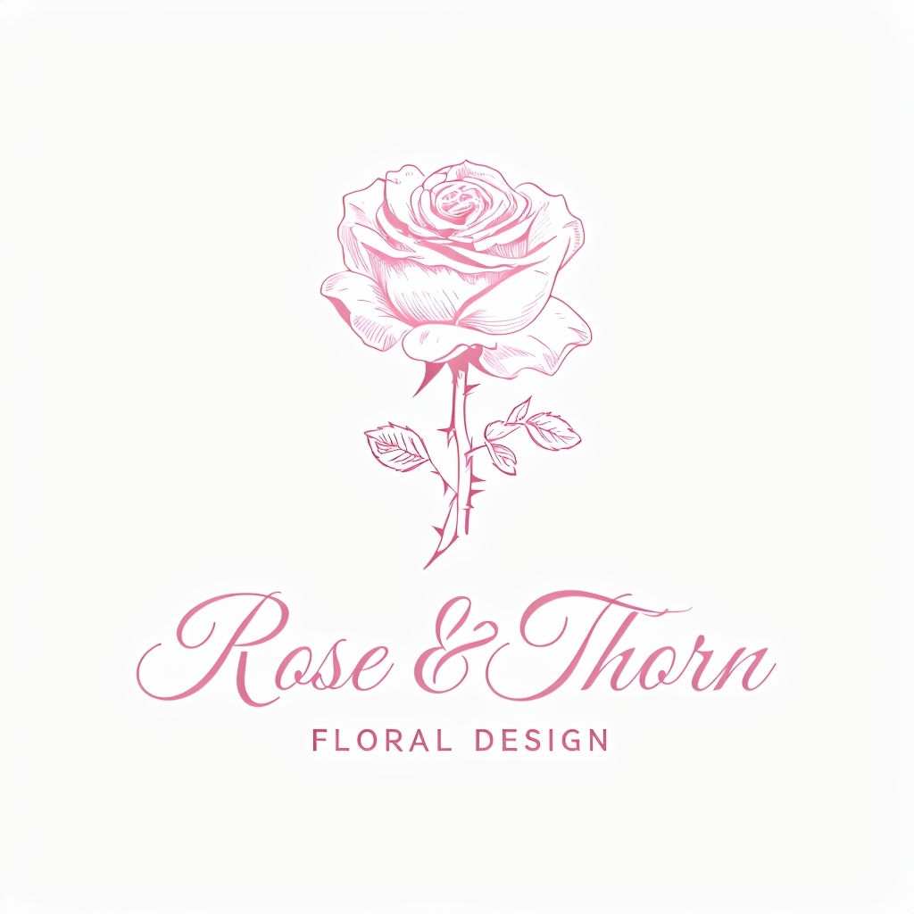 Elegant Minimalist Rose & Thorn Logo for Floral Design - Playground