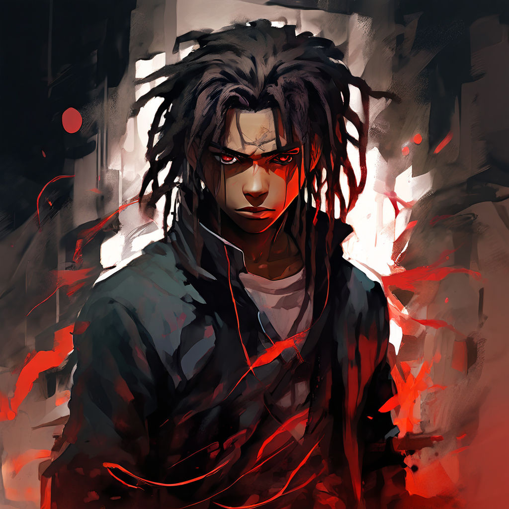 black anime boy with dreadlocks