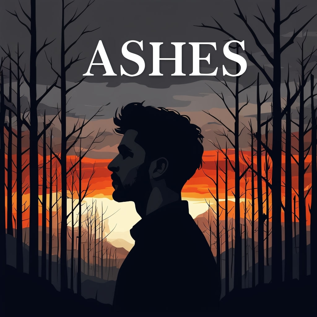 Dramatic Silhouette Against Sunset Background for ASHES Album Cover
