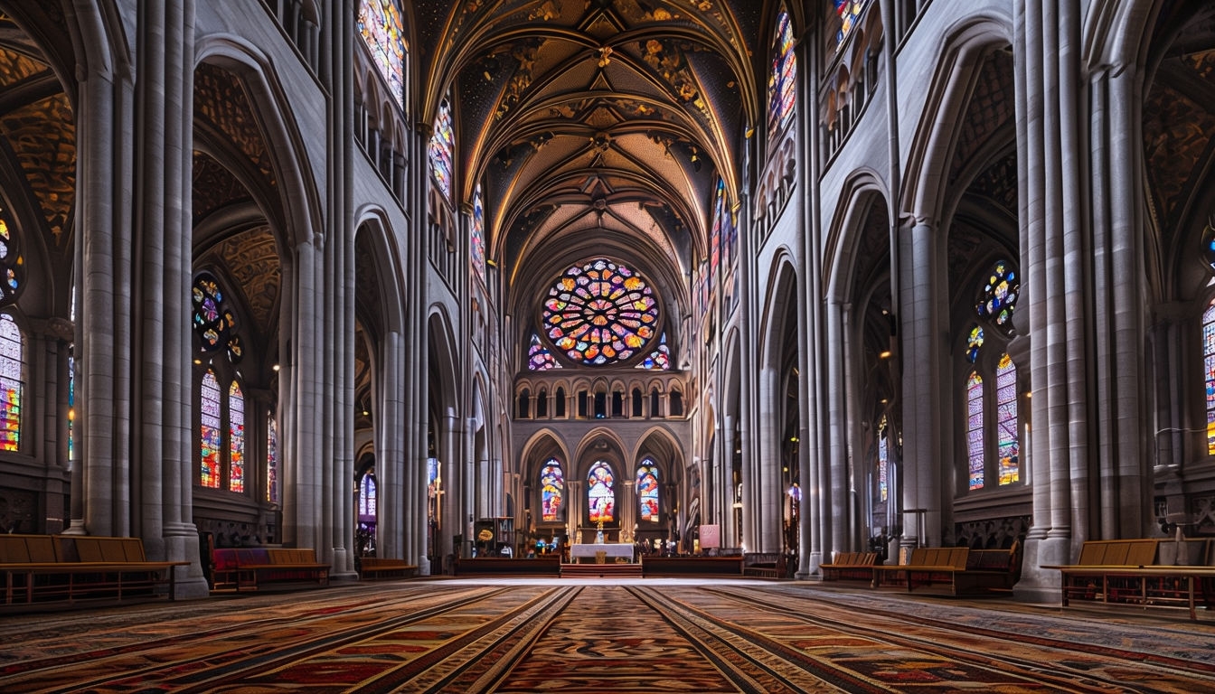 Grand Gothic Cathedral Interior Photography for Virtual Backgrounds