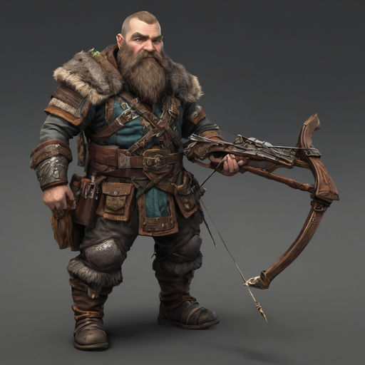 Dwarf dwarven ranger hunter crossbow by Nathan Grammer - Playground