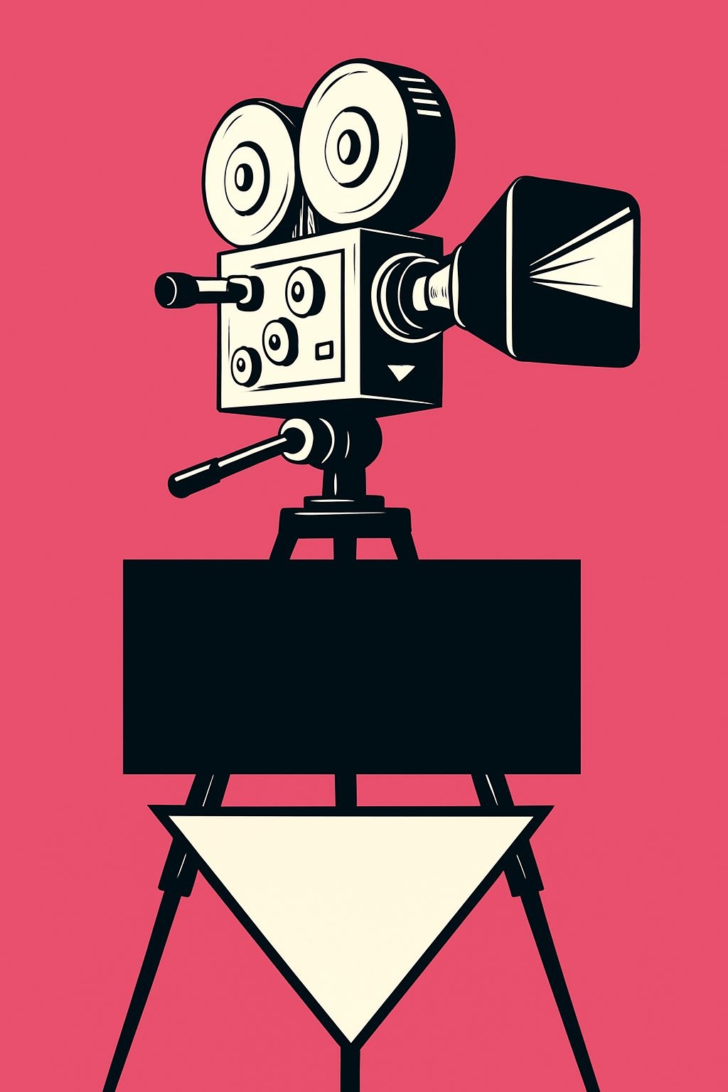 Vintage Film Projector Illustration on Bright Pink Background Flyer