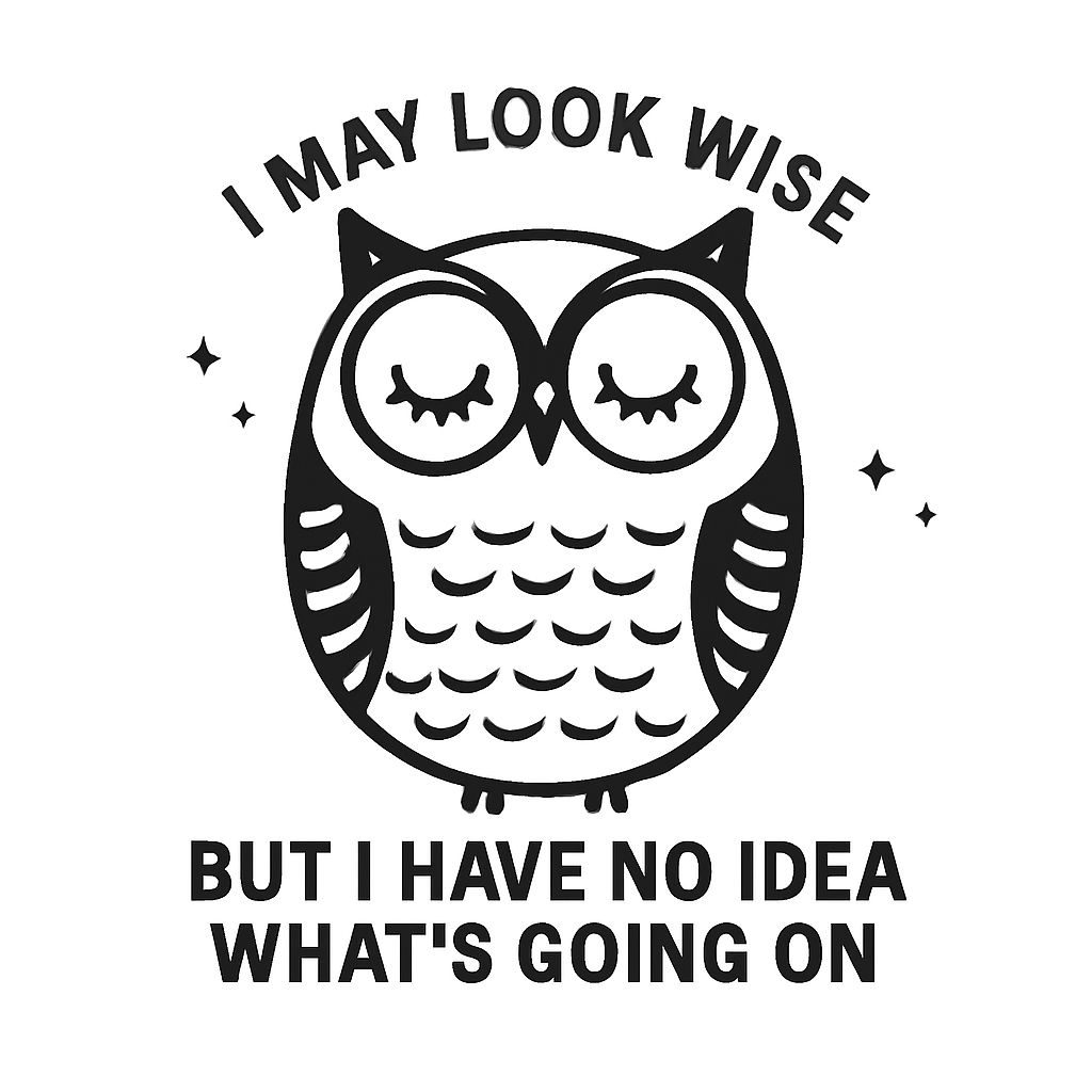 Whimsical Black and White Wise Owl Illustration Sticker