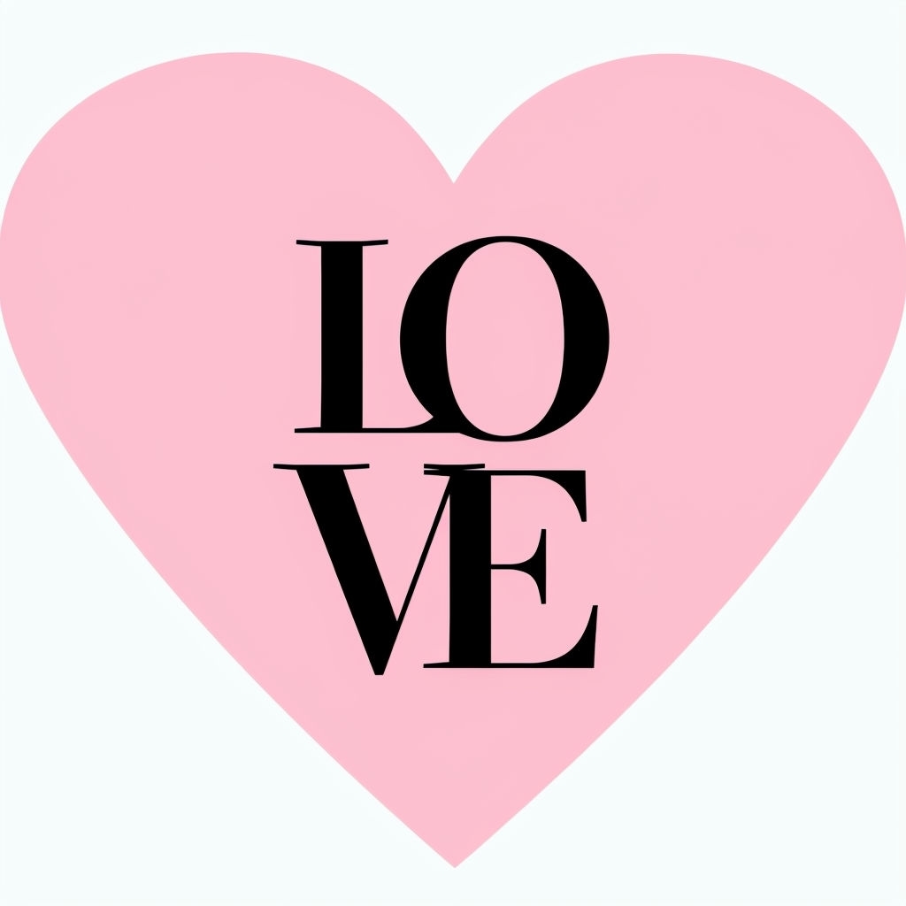 Minimalist Light Pink Heart with LOVE Typography T-Shirt