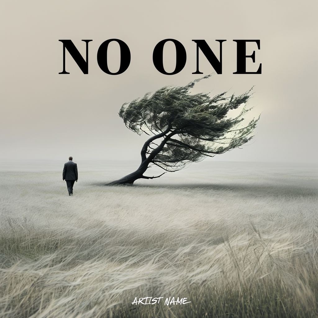 Solitary Man in a Windswept Field Minimalist Art Cover for Spotify Album Cover