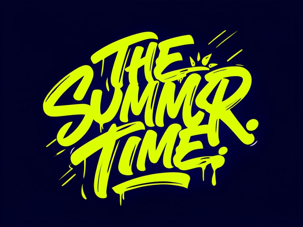 Vibrant Neon Graffiti "The Summer Time" T-Shirt