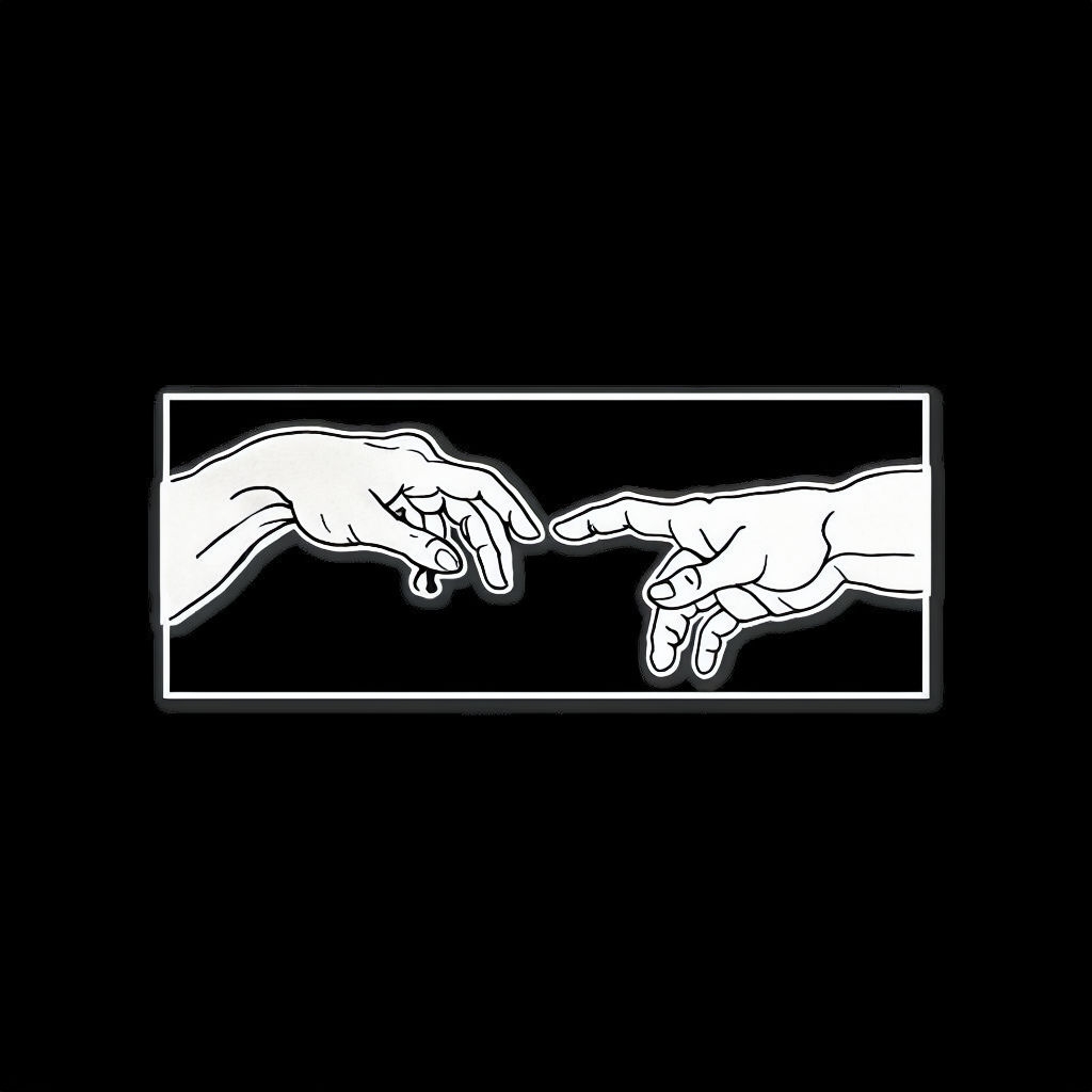 Minimalist White Outline Hands Reaching T-Shirt