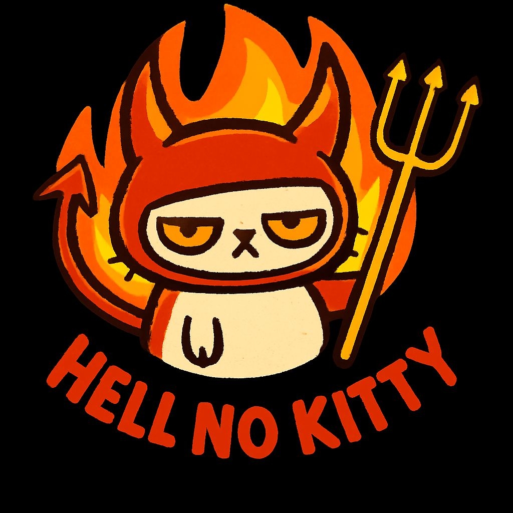Hell No Kitty Cute Hellish Cat Illustration T-shirt