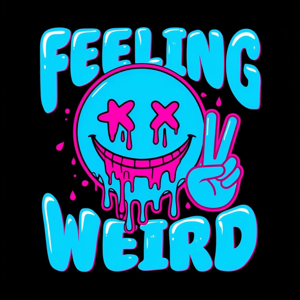 Electric Blue Dripping Smiley Face Feeling Weird T-Shirt
