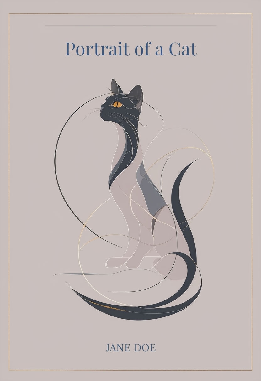 Elegant Minimalist Cat Portrait Illustration for Story Cover EBook Cover