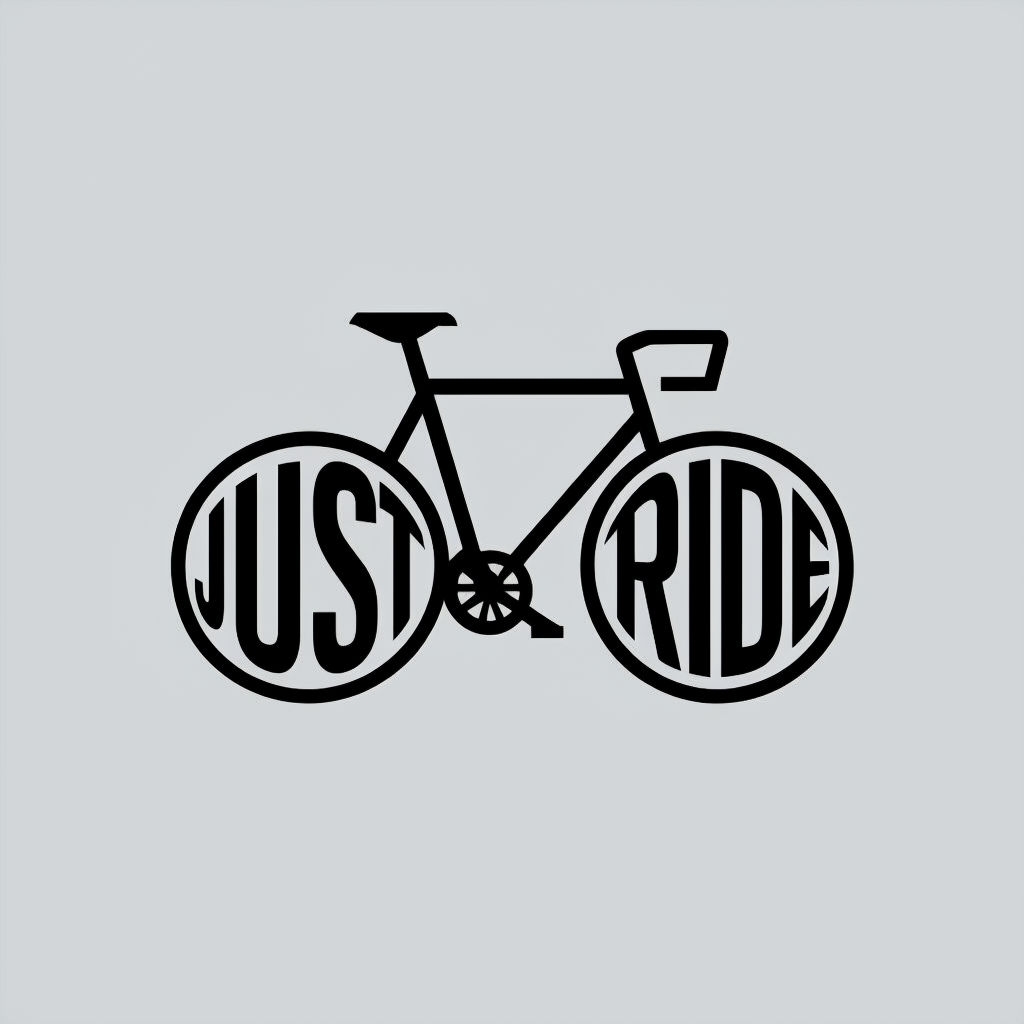 Minimalist Bicycle Silhouette with Just Ride Text Logo