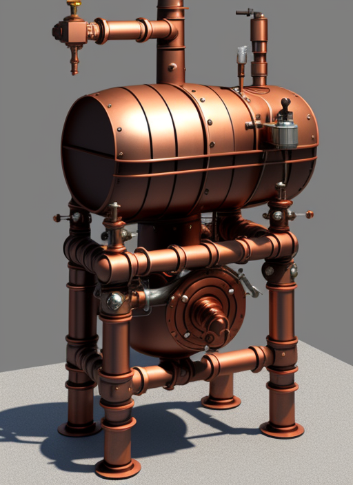 A Game 3d Model Of One Single Copper Steam Boiler With Shiny... By Oleg ...