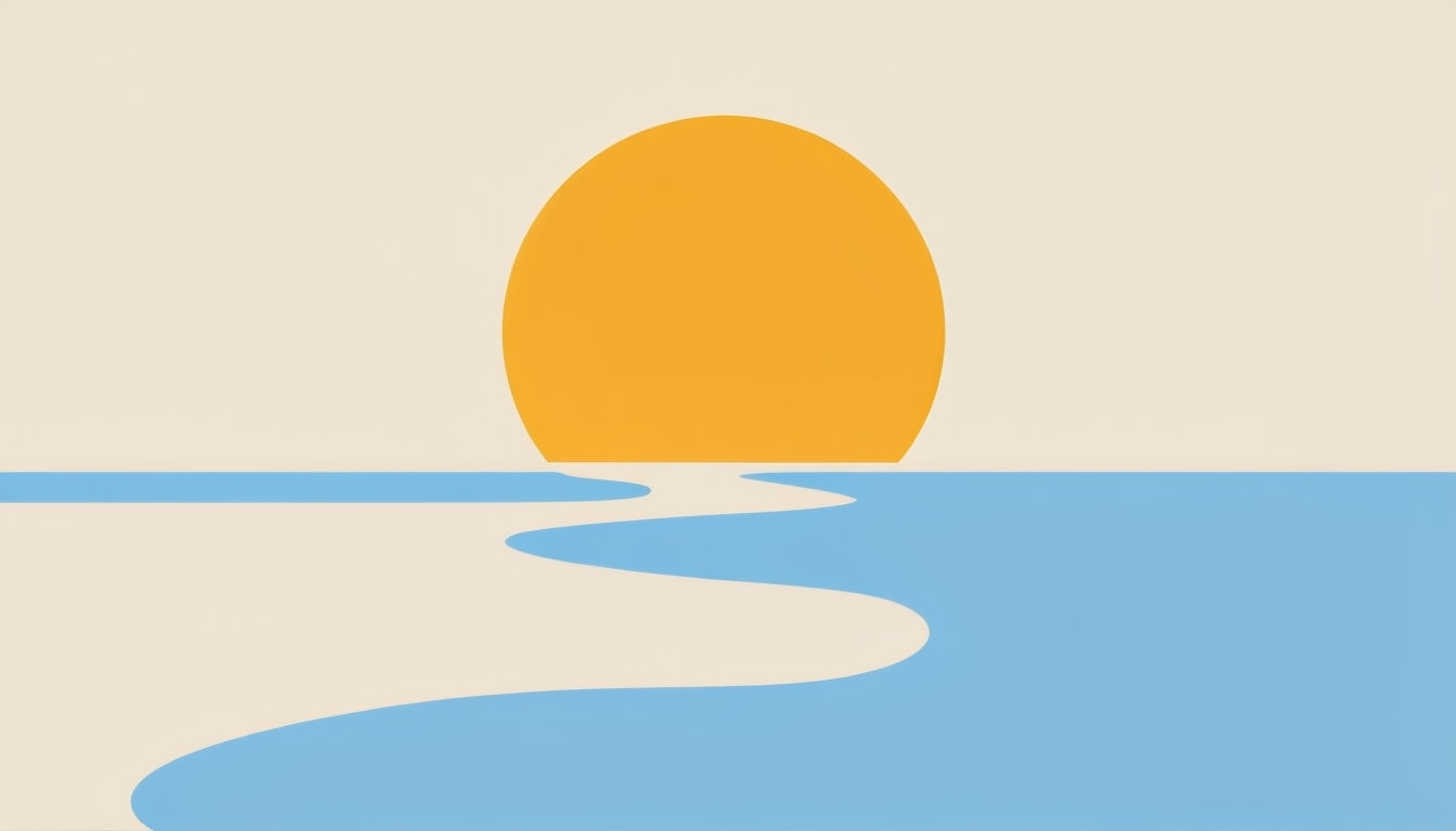 Serene Minimalist Sun and Beach Abstract Virtual Background