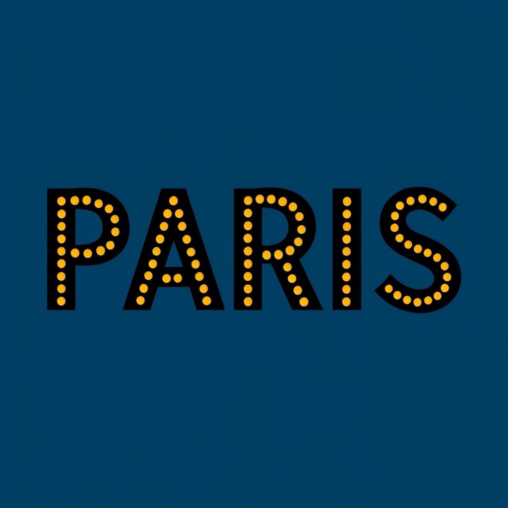 Bold Minimalist PARIS Text with Vintage Cinema Style Poster