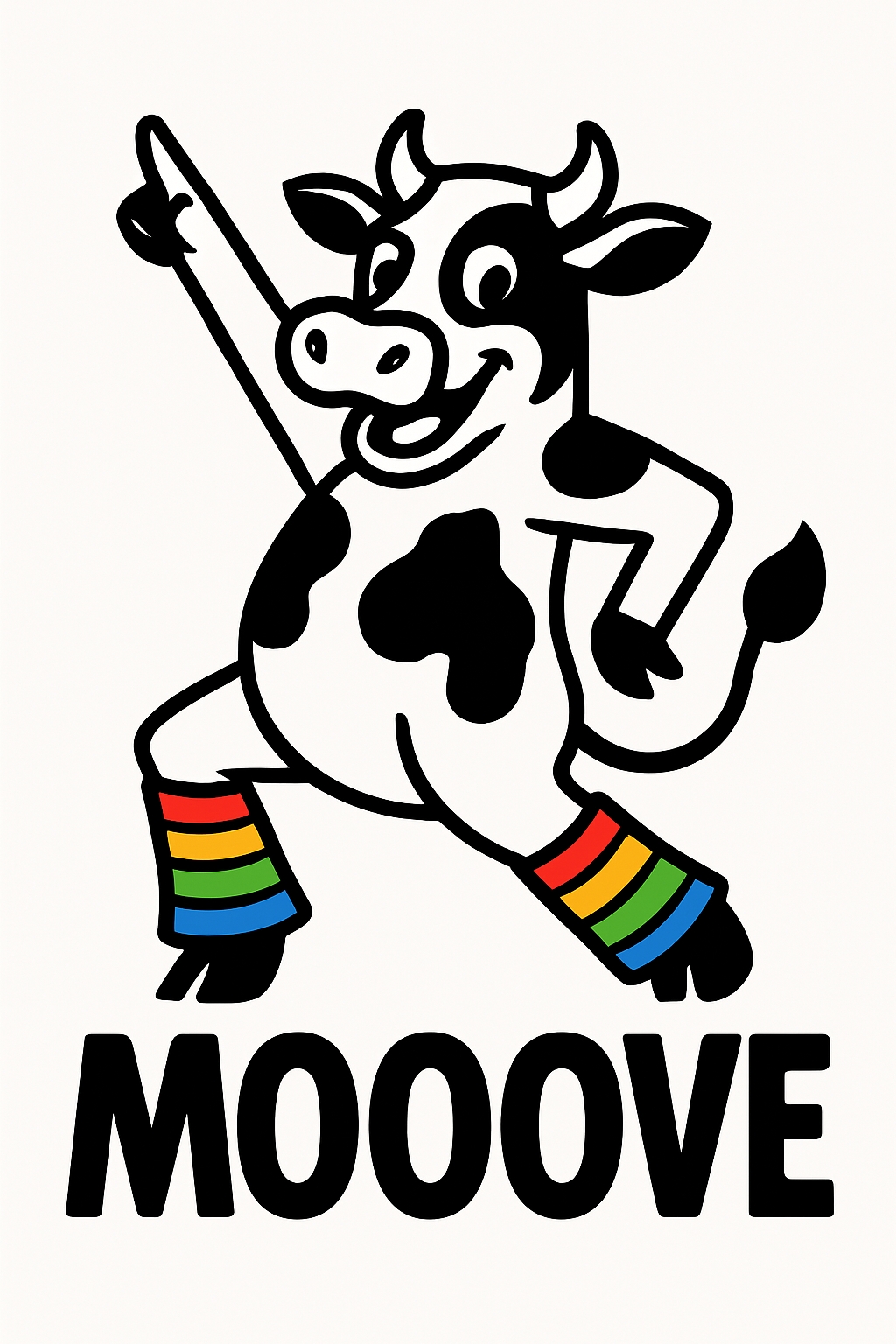 Playful Dancing Cow in Rainbow Socks Fun T-Shirt