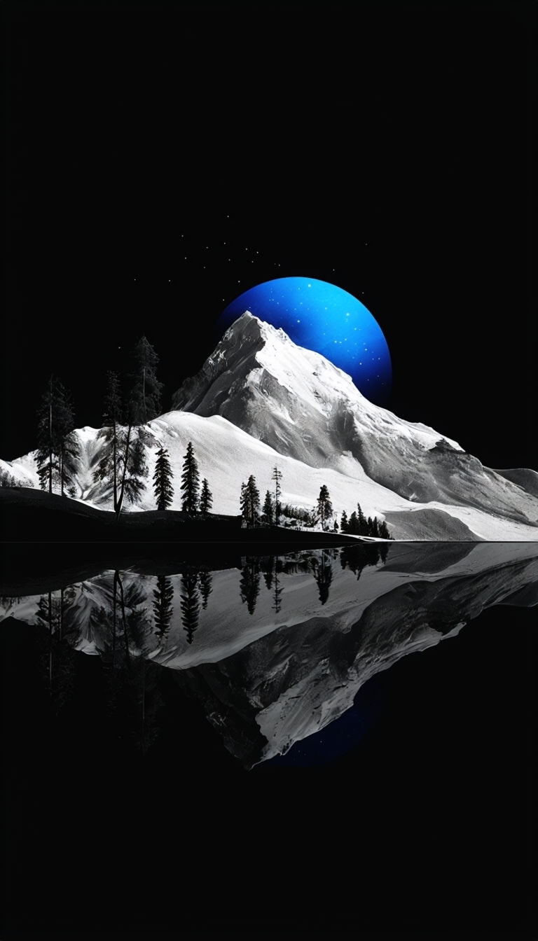 Tranquil Snow-Capped Mountain and Celestial Reflection Mobile Wallpaper