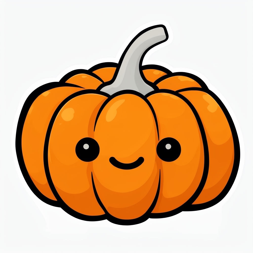 Cute Cartoon Pumpkin Sticker with Cheerful Expression