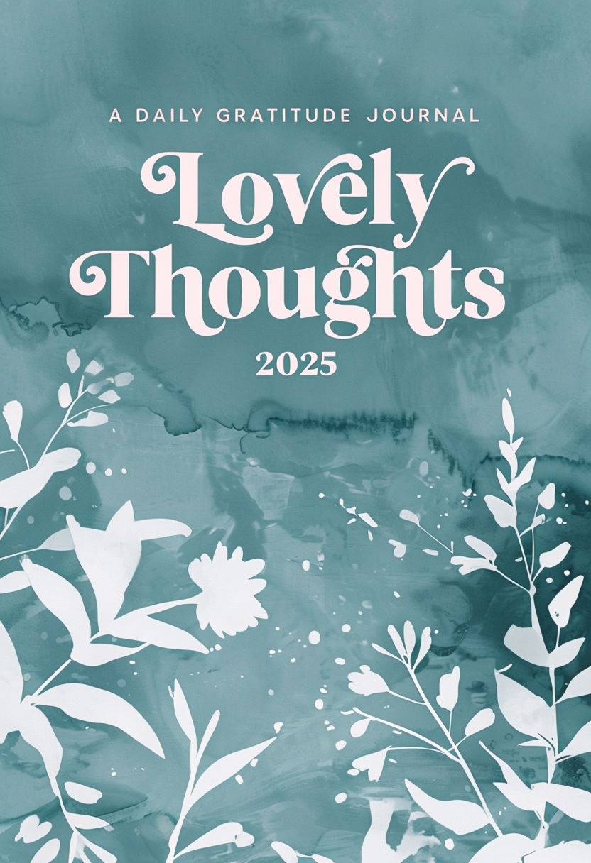 Elegant Gratitude Journal Cover Design for Lovely Thoughts 2025 EBook Cover