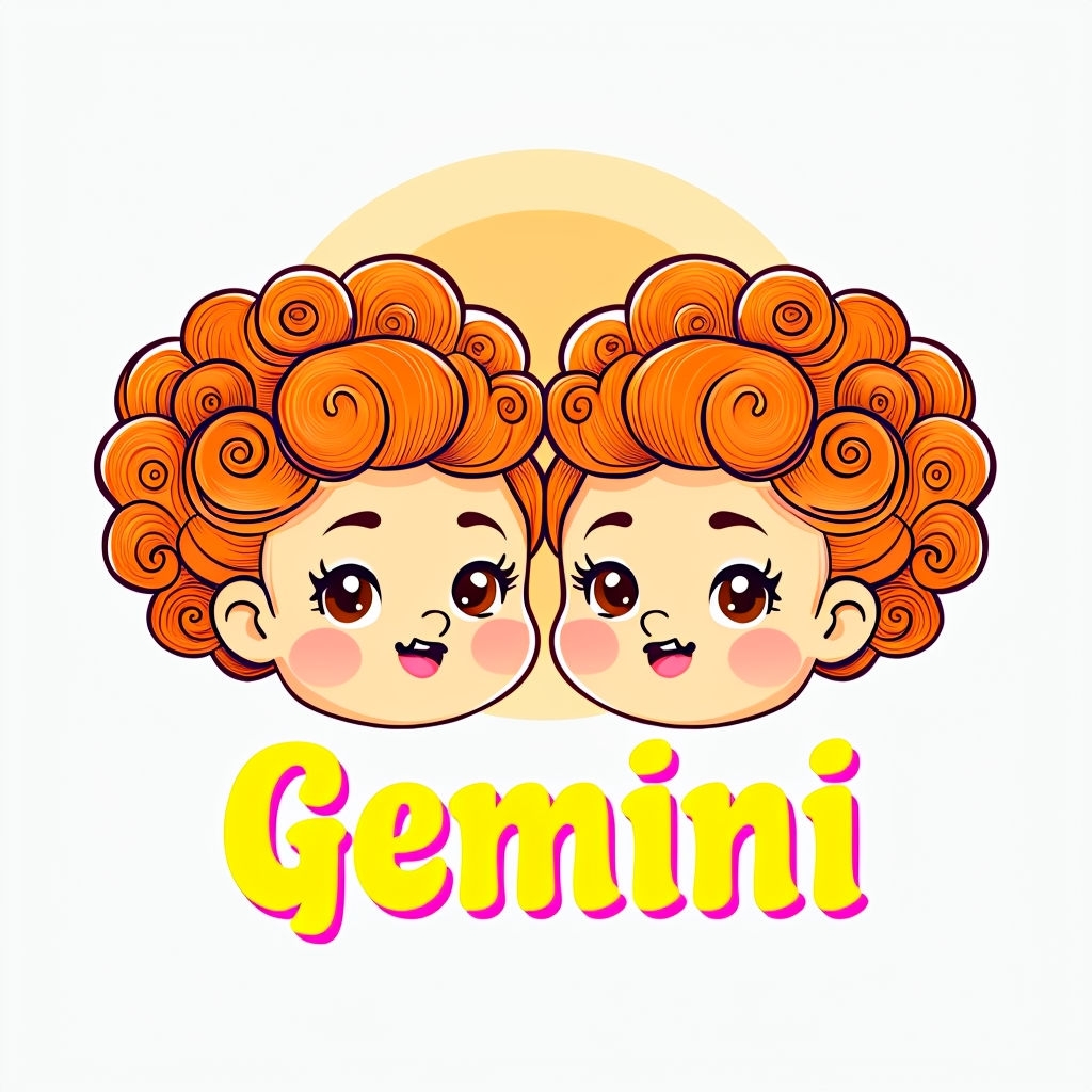 Cheerful Cartoon Gemini Twins Illustration Mug