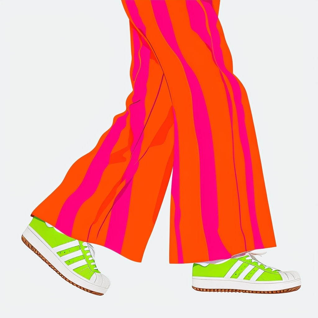 Vibrant Neon Stripes and Sneakers Minimalist Illustration Mug