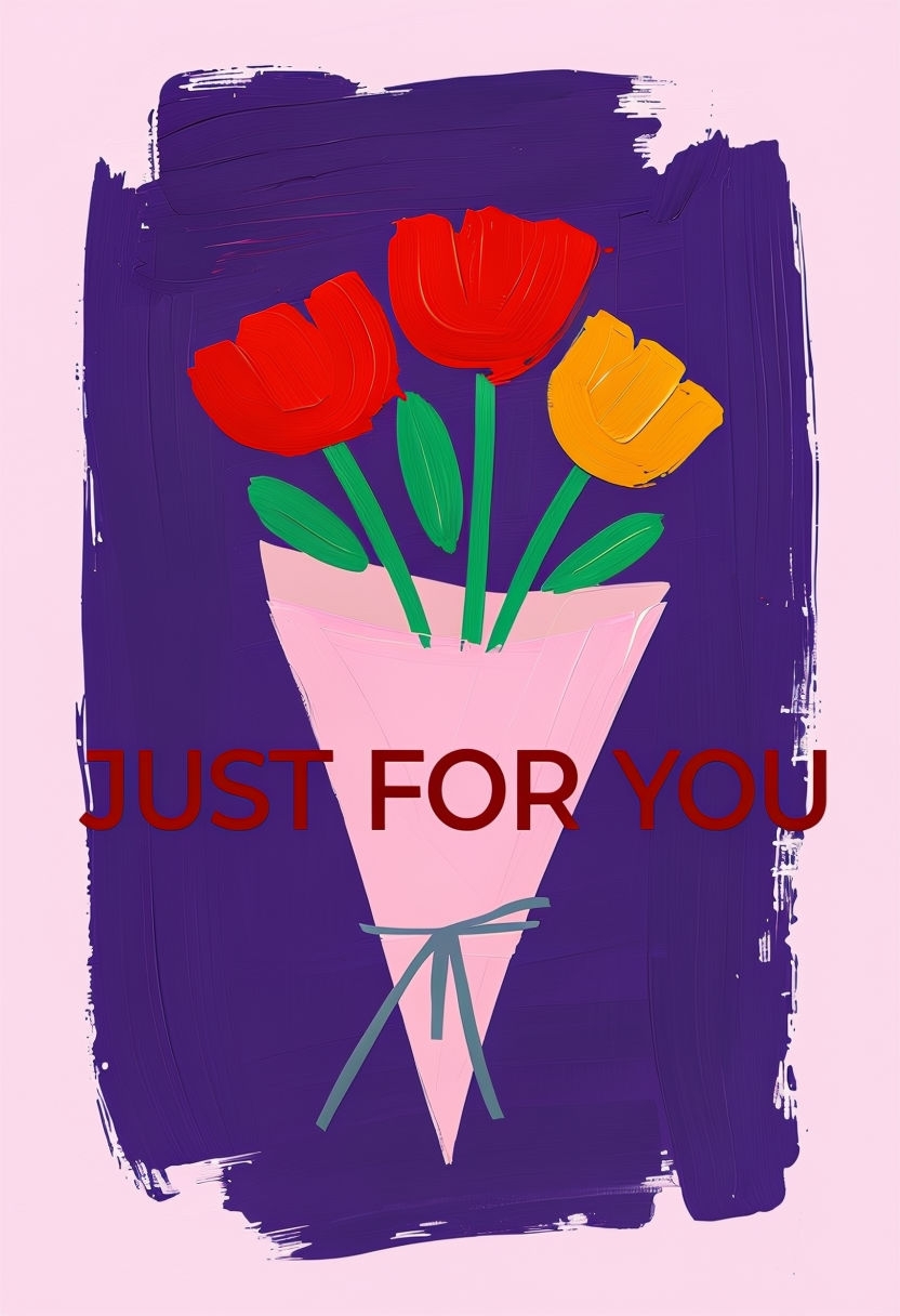 Vibrant Flower Bouquet Just for You Card Design Illustration Cards & Invites