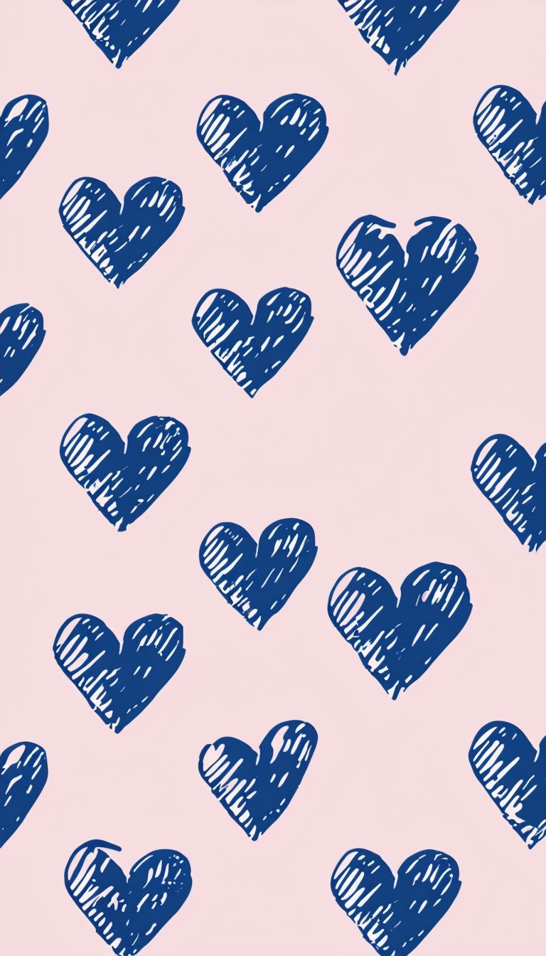 Navy Blue Heart Pattern Minimalist Phone Case Cover