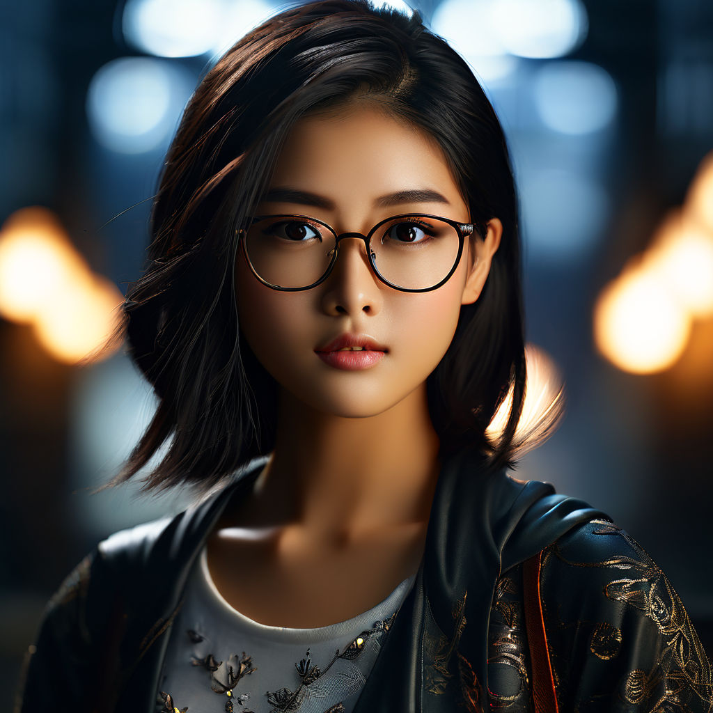 a japanese girl with glasses and short hair