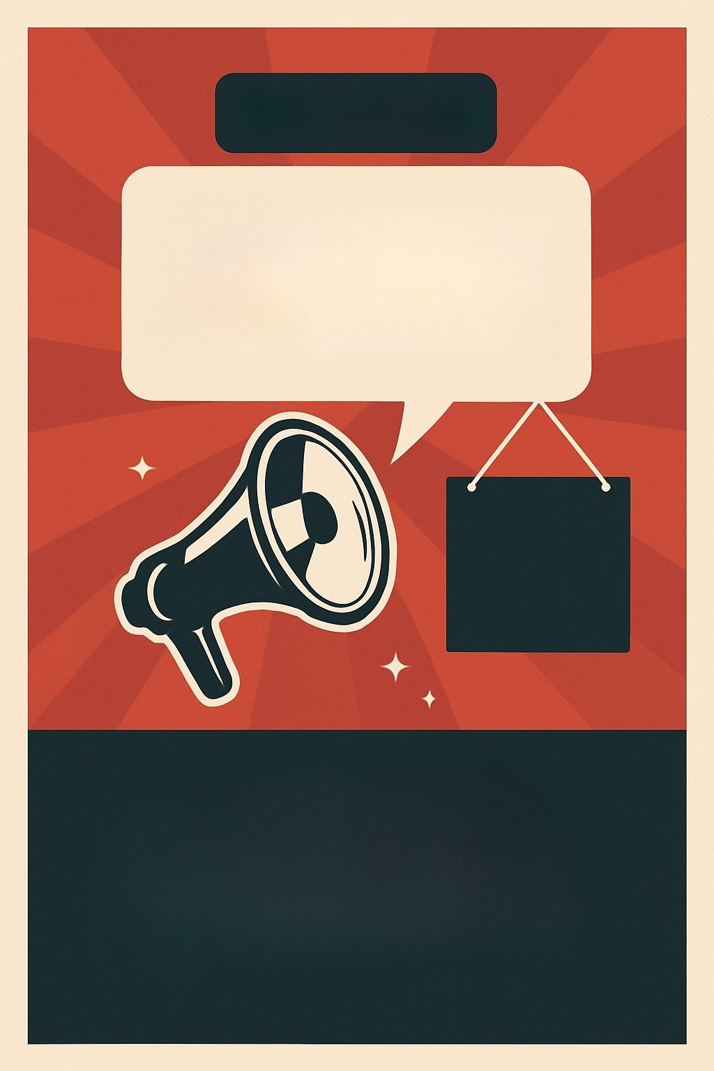 Vintage Style Speech Bubble and Megaphone Poster Flyer